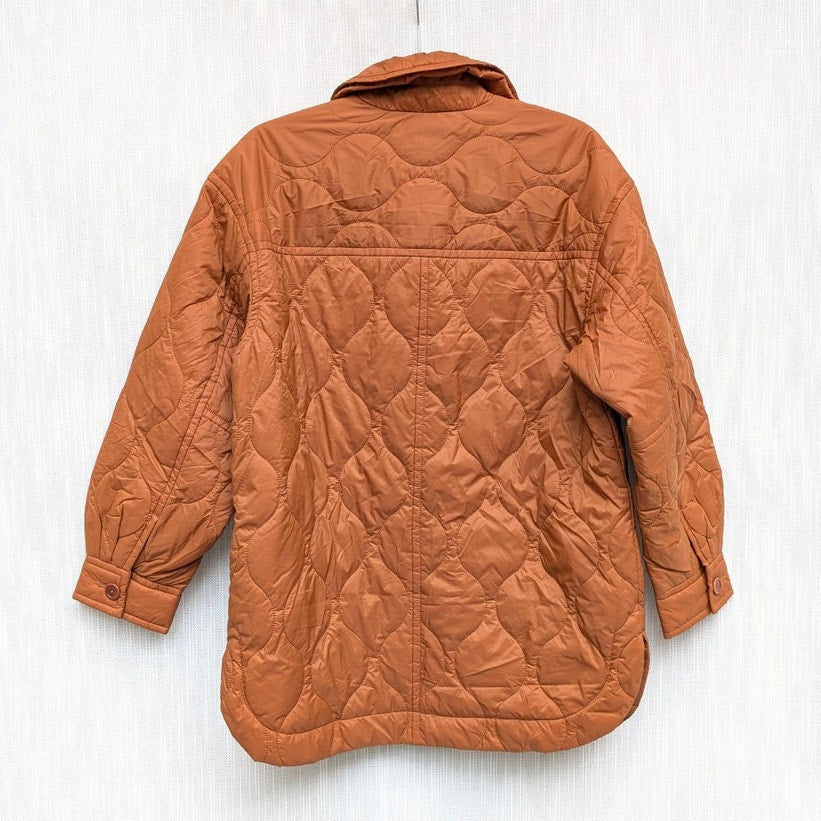 Madewell Airpuff Shirt Jacket Womens S Brown Oversized Quilted Button Front