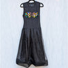 Cynthia Rowley Gems Mesh Organza Drop Waist Midi Dress Womens 8 Black NWT