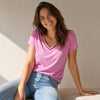 Gerald Darel Linen Tee Top Womens 1/S Pink Short Sleeve V-neck
