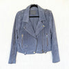 Blank NYC Morning Suede Moto Jacket Womens M Blue Long Sleeve Zip