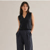 Aqua Cashmere 100% Cashmere Super Brushed V Neck Sweater Vest Womens L Exclusive