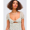 NWOT For Love & Lemons White Floral Chiffon Chateau Short Sleeve Top, size XS