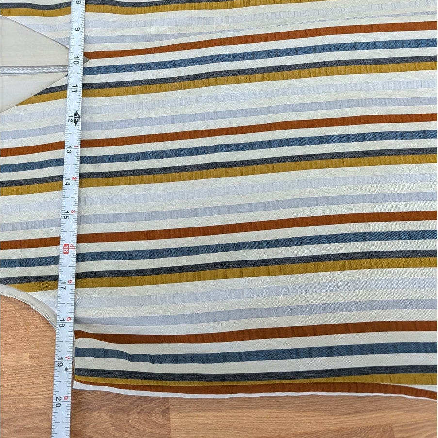 Theory Linen Blend Mini Dress Womens 12 Multi Striped Sleeveless V-neck