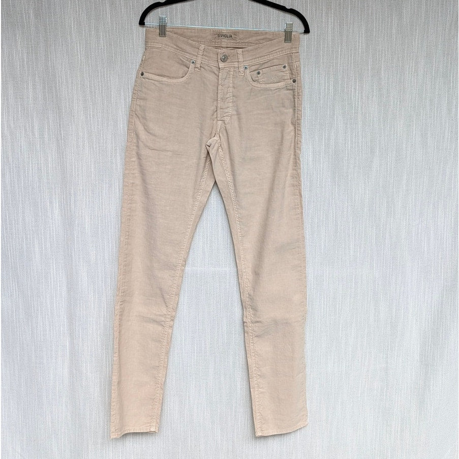Siviglia Pantalone 5 Tasche Pants Mens 30 Tan Cotton Linen Mid-rise Slim Fit NWT
