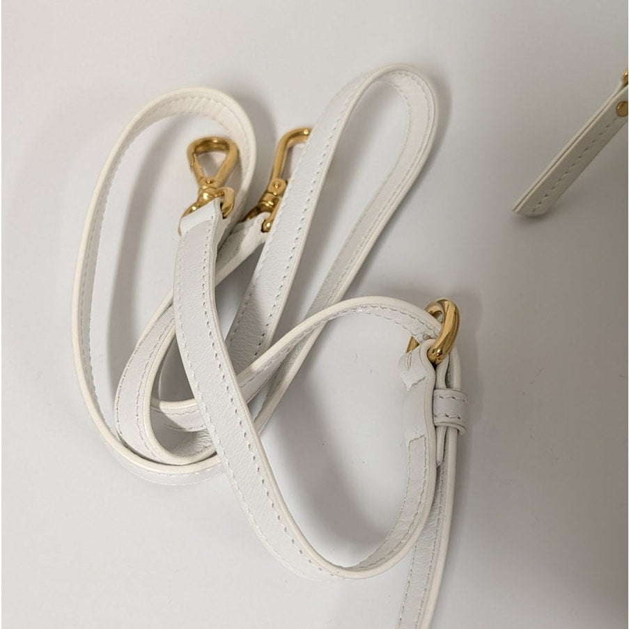 Miu Miu Matelassé Leather Handbag in White Quilted Logo Crossbody Strap