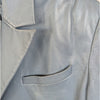 Common Leisure Power Blazer Suit Jacket Womens S Gray Blue Leather Oversized