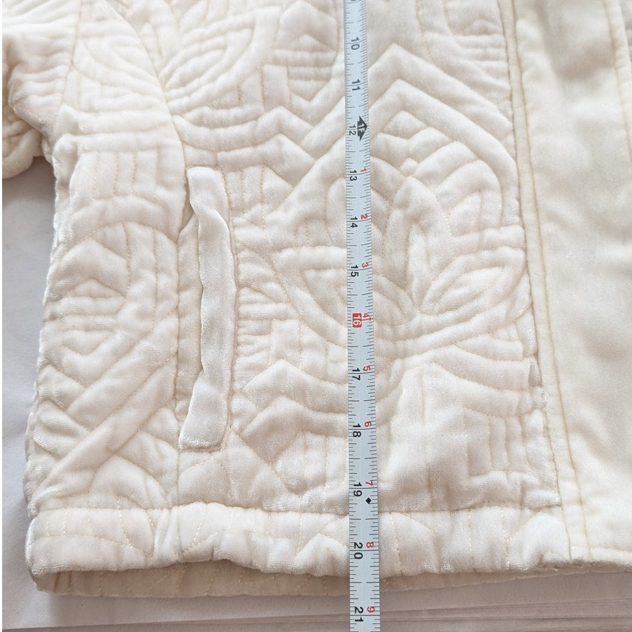Silence+Noise White Quilted Velvet Hooded Full Zip Cropped Jacket, Size XS/S