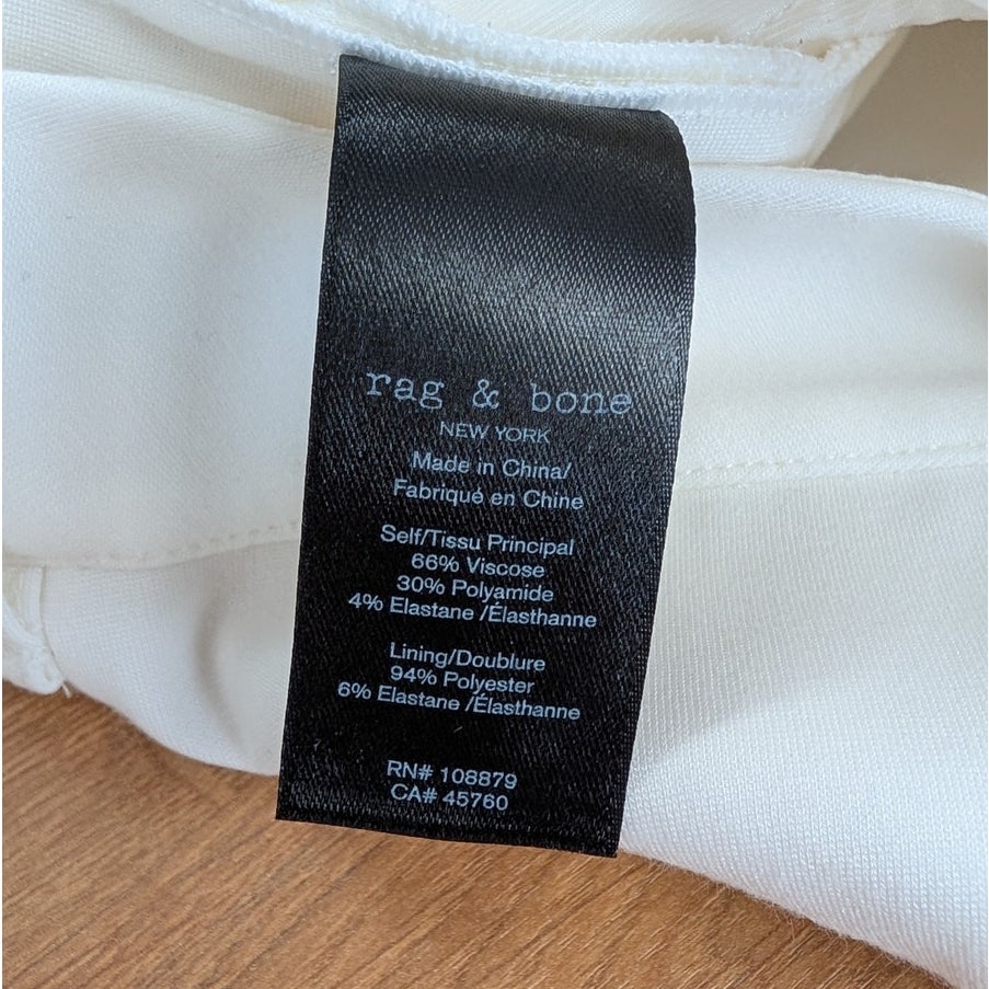 Rag & Bone Irina Ponte Shorts Womens XL White Jersey Pleated High-rise Bermuda