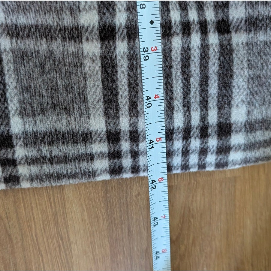 Express Plaid Double-Breasted Wool-Blend Topcoat Unisex Mens L Brown Long NWT
