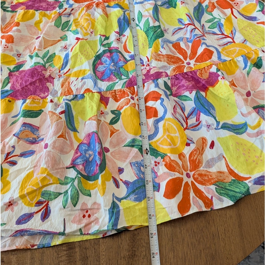 Aqua Floral Maxi Dress Womens 2XL Multi Sleeveless Tiered Tie Cutout Back Midi