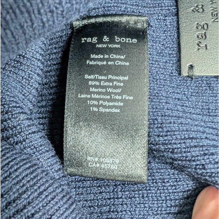 rag & bone Sour Face Merino Wool Beanie Navy Red Patch OS NWOT
