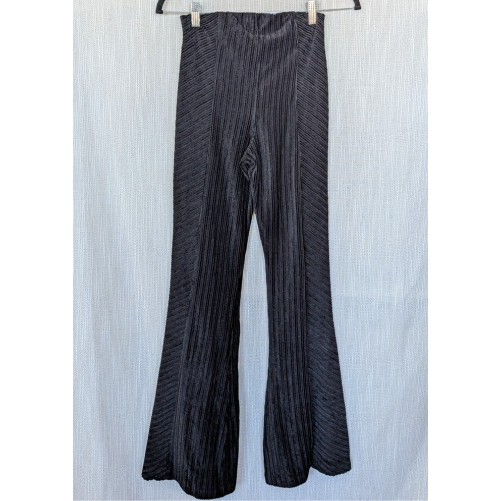 Free People Penny Pull On Velvet Pants Womens XS Black High-rise Flared NWT