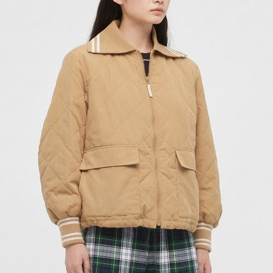 JW Anderson X Uniqlo Padded Quilted Blouson Jacket Womens L Beige Full Zip
