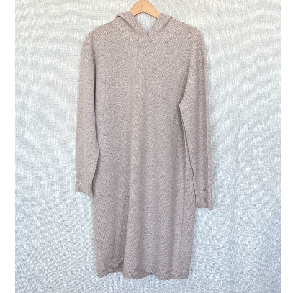 Max Mara Jack Wool Cashmere Dress Womens Beige Long Sleeve Hooded Midi
