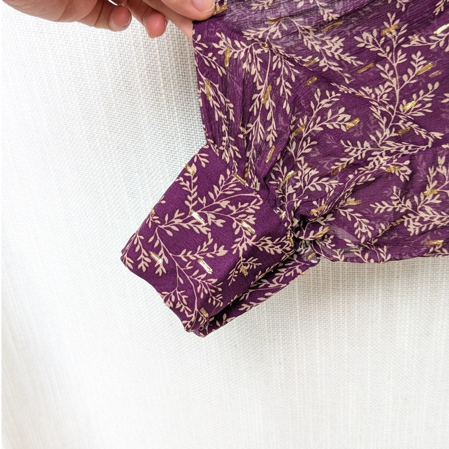 NWT Sézane Purple Robe Priscilla Floral Backless Midi Maxi Dress, size 40/L