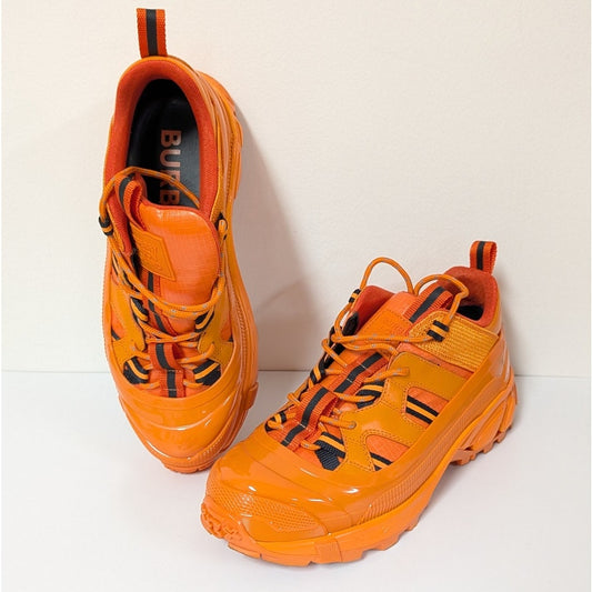 Burberry Nylon & Rubber Arthur Sneakers Womens EU 39.5/US 9.5 Orange Lace-Up Low