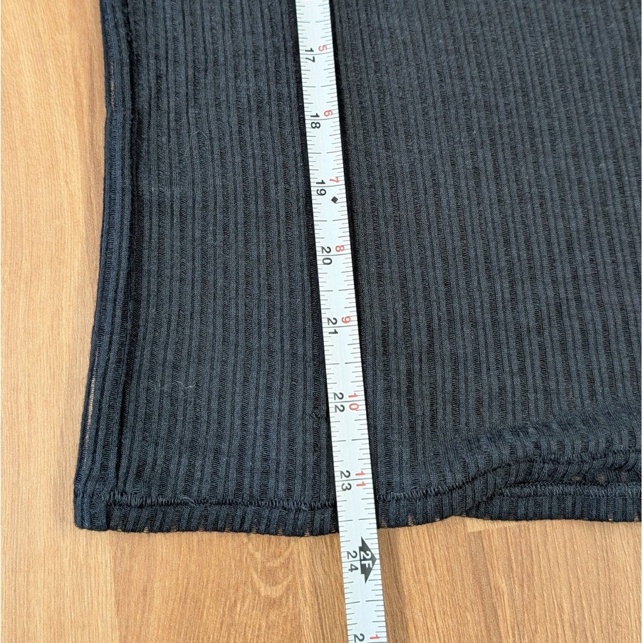 Anine Bing Eugene Tank Womens S Black Sleeveless Rib Jersey Semi-sheer