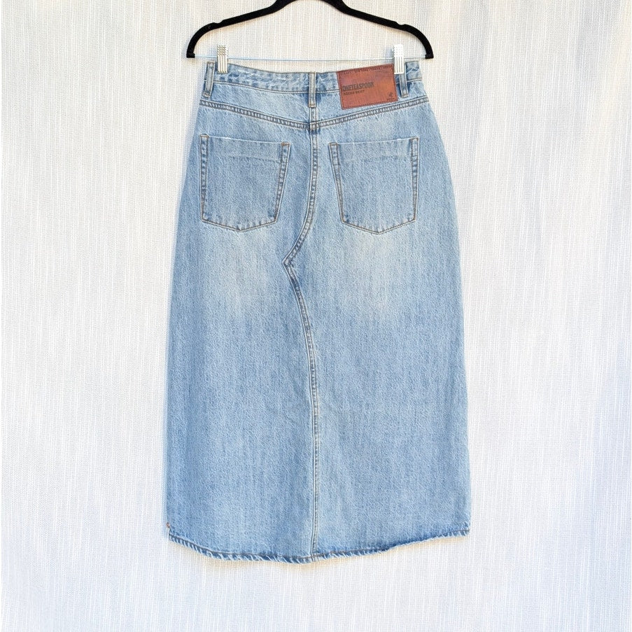 Free People One Teaspoon Rocko Denim A-line Midi Skirt Ocean, size 27