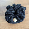 NWOT Anine Bing Camellia Scrunchie Black Tweed Monogram Wool Blend 80s