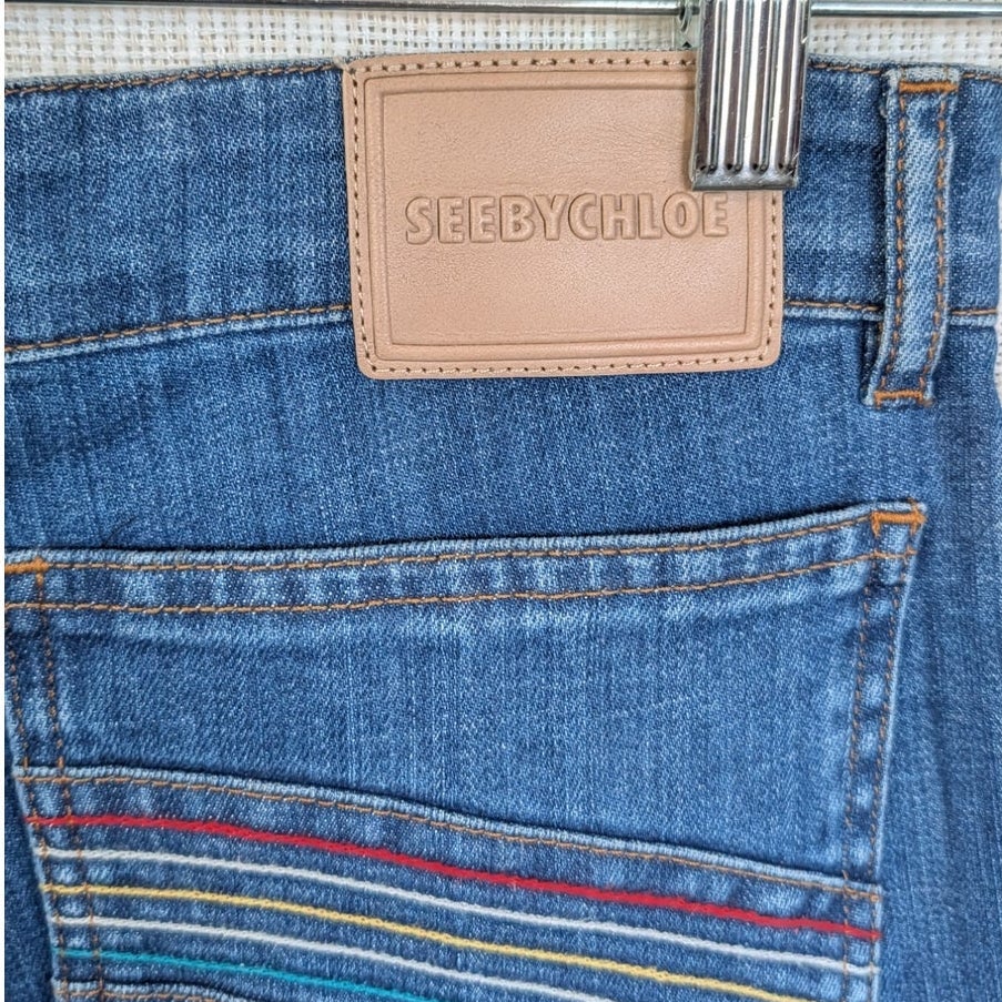 See by Chloé Rainbow-Pocket Mid Rise Flared Jeans Blue Size 26