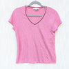 Gerald Darel Linen Tee Top Womens 1/S Pink Short Sleeve V-neck