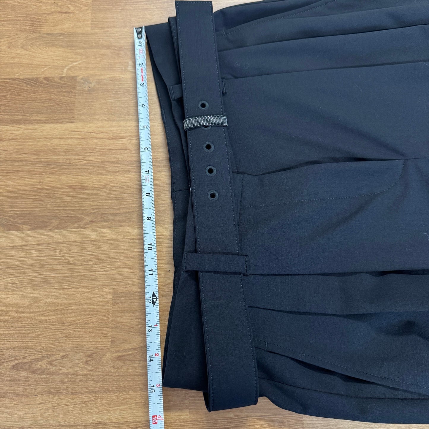 Brunello Cucinelli Luxury Wool Tailored Trousers with Monili Womens 8 Pleated