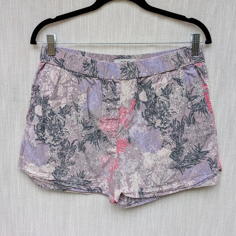 Cos Lightweight Cotton Floral Printed Pyjama Mini Shorts, size S