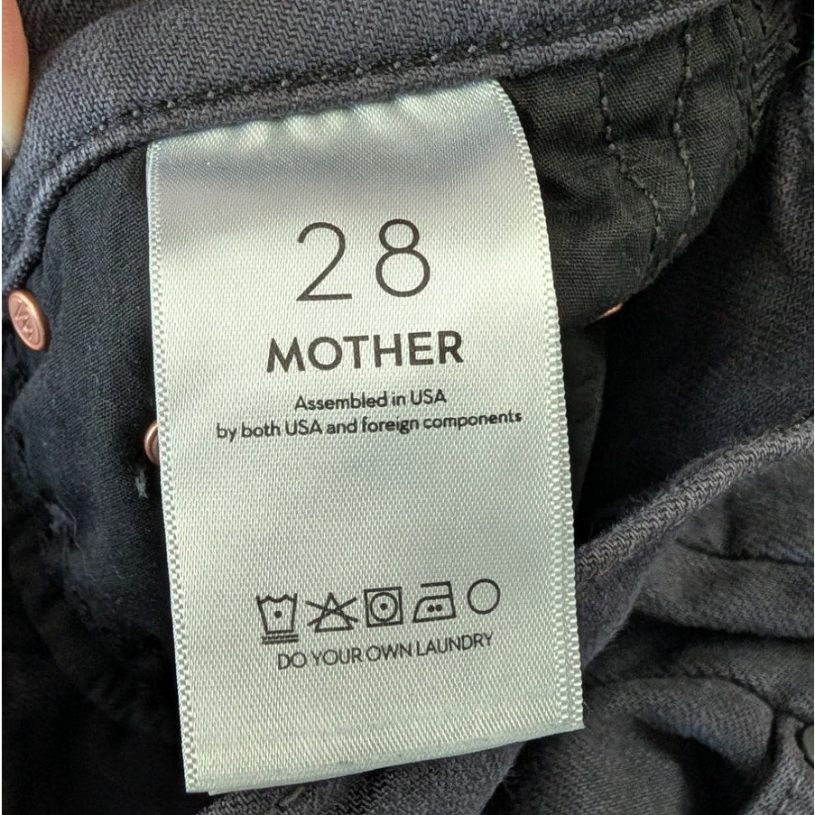 Mother The Half-Pipe Flood Jeans Womens 28 Black High-rise Wide Curved Leg