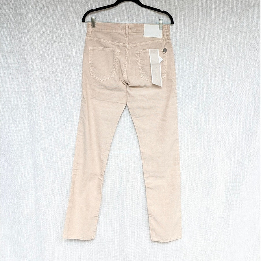 Siviglia Pantalone 5 Tasche Pants Mens 30 Tan Cotton Linen Mid-rise Slim Fit NWT