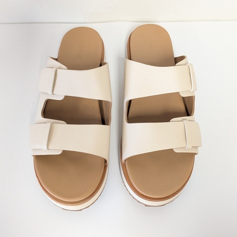 Nisolo Ella Flatform Slide Sandals Womens 11 Tan Bone Leather Slip On Straps EVA