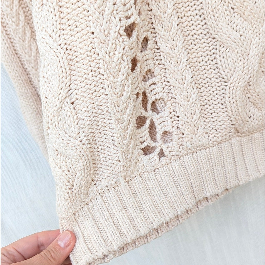 KNITZ For Love & Lemons Wythe Pullover Womens S Natural Oversized Cotton