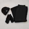 AllSaints Black Knit Winter Set Beanie Scarf Gloves 30% Wool Womens