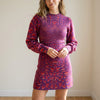Hayley Menzies Purple Printed Long Sleeve Knit Mini Sweater Dress, size M