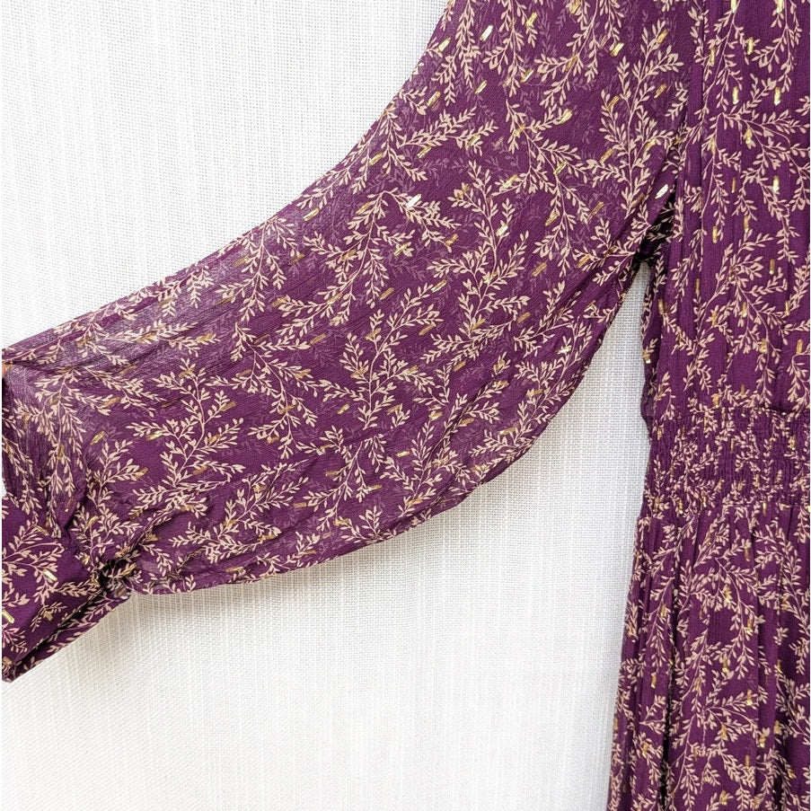 NWT Sézane Purple Robe Priscilla Floral Backless Midi Maxi Dress, size 40/L