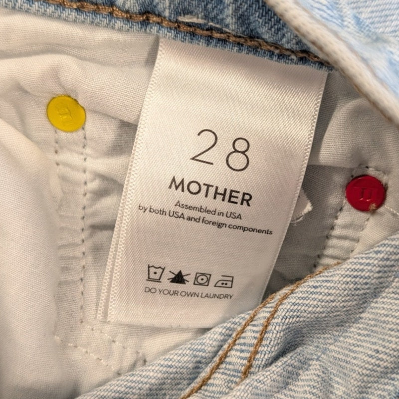 MOTHER SNACKS! The Fun Dip Puddle Sliced Jeans Size 28 Lots Of Nibbles Wash