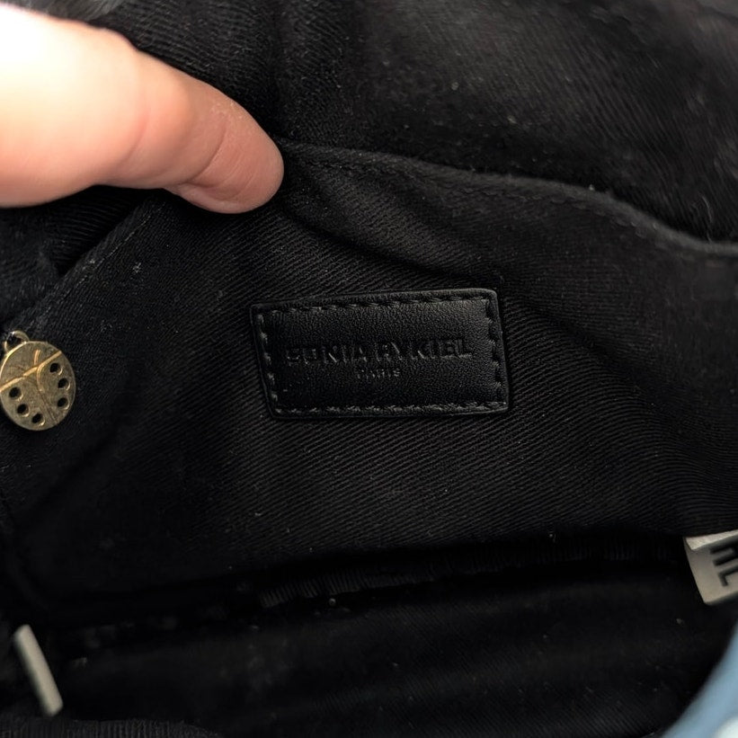 NWT Sonia Rykiel Black Camera Velvet Logo Mini Bag Adjustable Strap