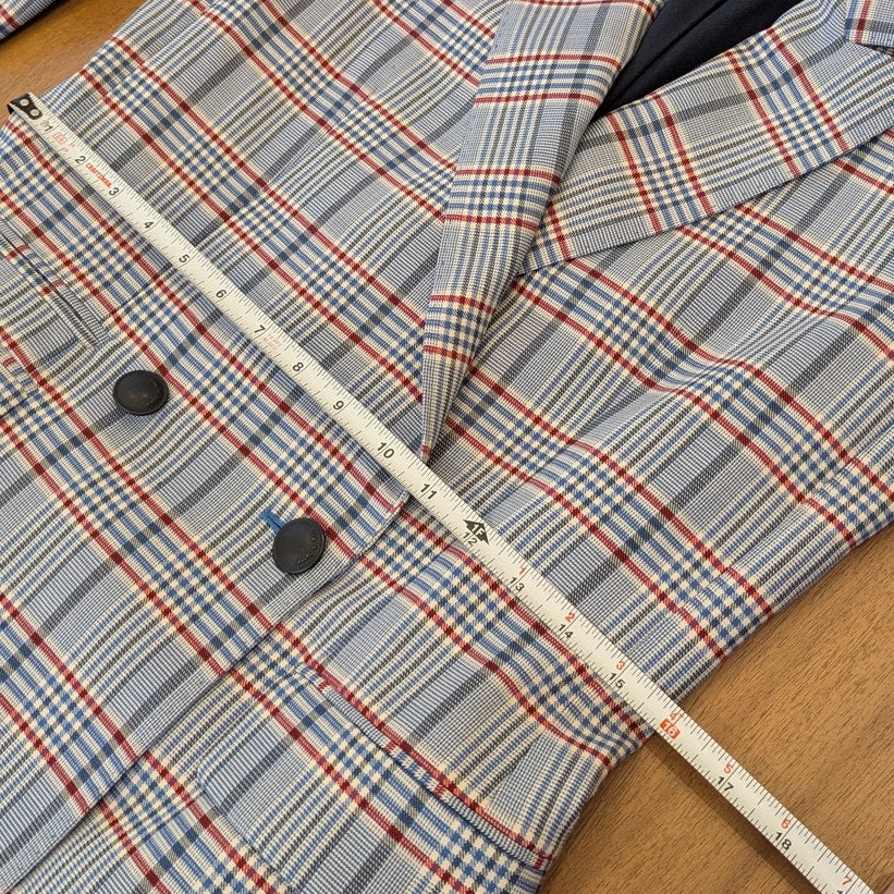 Rag & Bone Elise Wool Blend Plaid Blazer Womens 2 Gray/Blue Double-breasted