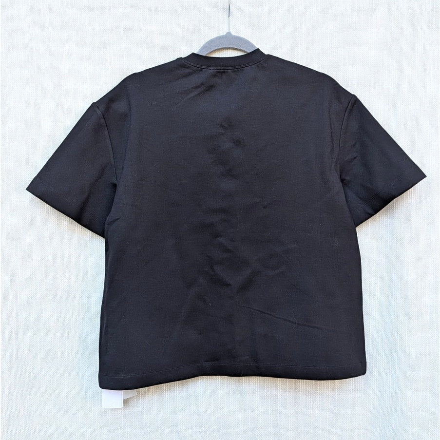 Area Crystal Heart Cutout Relaxed T-shirt Womens XS Black Crewneck Italy NWT
