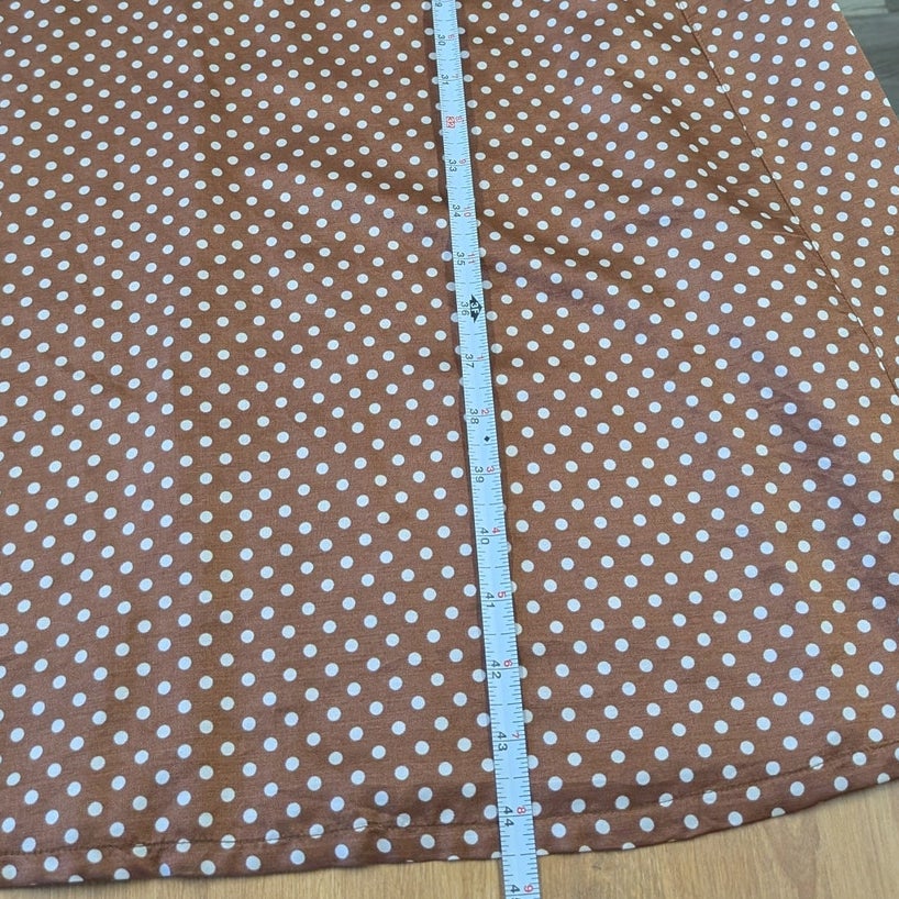 Raquel Allegra Brown White Polka Dot Silk Cotton Midi Dress Size 0
