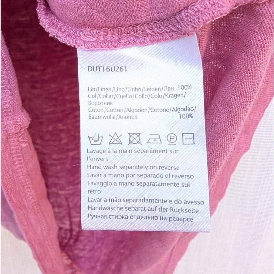 Gerald Darel Linen Tee Top Womens 1/S Pink Short Sleeve V-neck