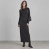 Raey Cotton-Blend Jersey Maxi Dress Womens UK10/S Black Crewneck Long Sleeve