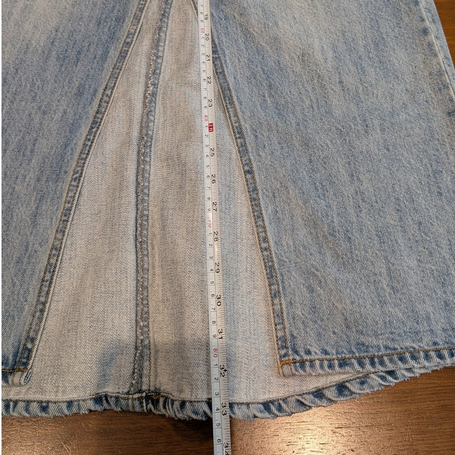 Free People One Teaspoon Rocko Denim A-line Midi Skirt Ocean, size 27