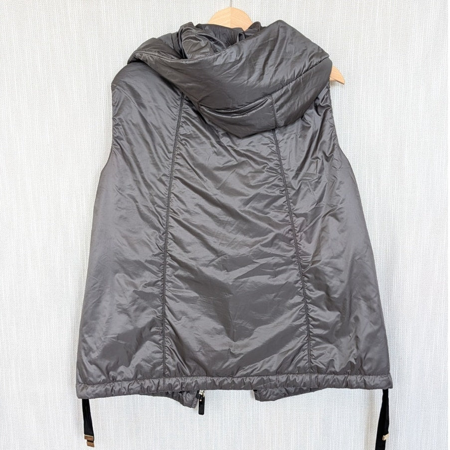 Max Mara The Cube Cameluxe Greengo Anthracite Puffer Hooded Vest Womens 10 Gray
