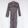 Anthropologie ASKK NY Cargo Jumpsuit Womens 1 Long Sleeve Button Front Wide Leg