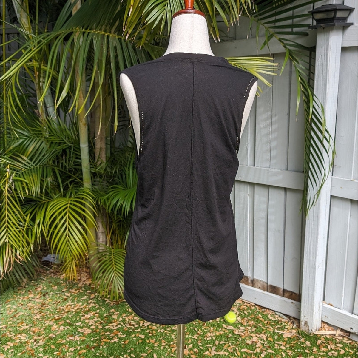 Monrow (Revolve) Embellished 100% Cotton Stretchy Black Tank Top, size XS