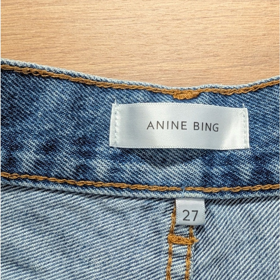 Anine Bing Gina Denim Mini Shorts Womens 27 Blue High-rise Hot