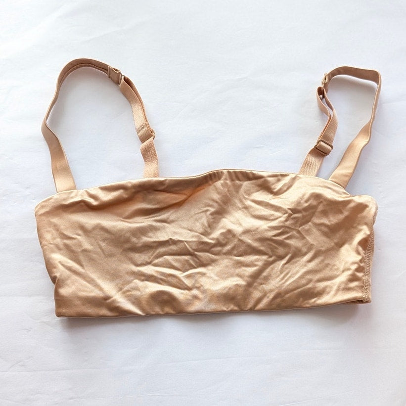 SKIMS Seamless Sculpt Scoop-neck Stretch Satin Nude Bra/Bralette, size XS
