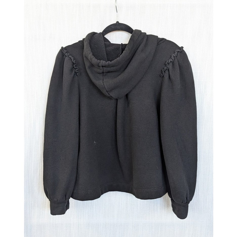 G. Label by Goop Torre Ruffle Puff Sleeve Hoodie Black M