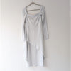 NWT Aritzia Wilfred Saturn Long Sleeve Frozen Gray Faux Wrap Midi Dress, size L