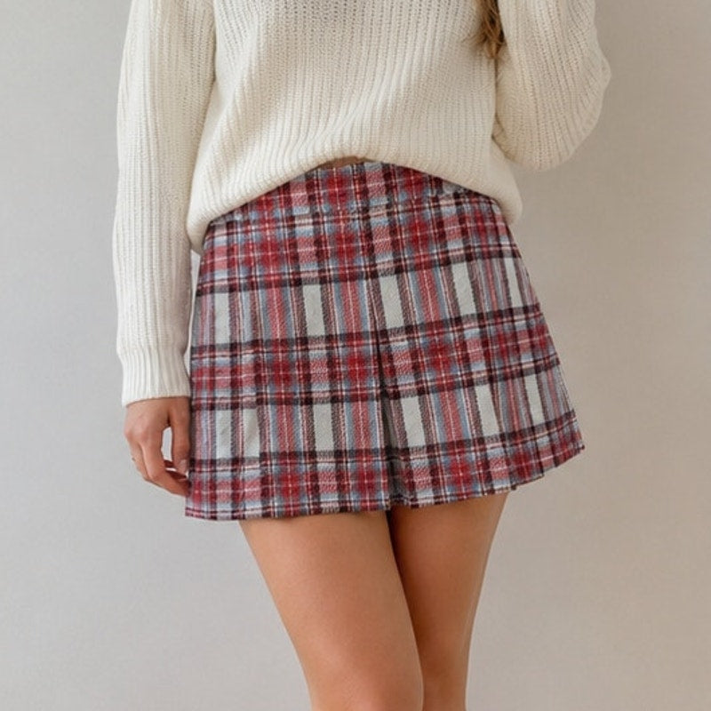 J.Crew BD524 Pleated Mini Skirt in Vintage Plaid Womens 6 Wool High-waisted NWT